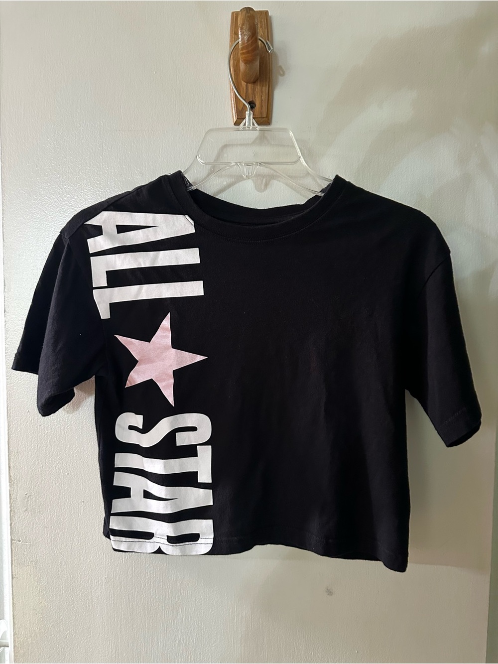 Converse All Star Black Graphic Crop Top - Size Small